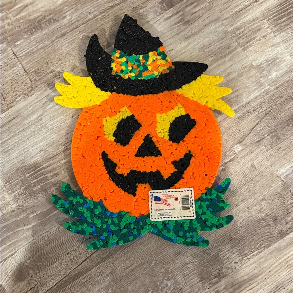 Vintage Melted Plastic Popcorn Jack O' Lantern Halloween Decor - Picture 2 of 2